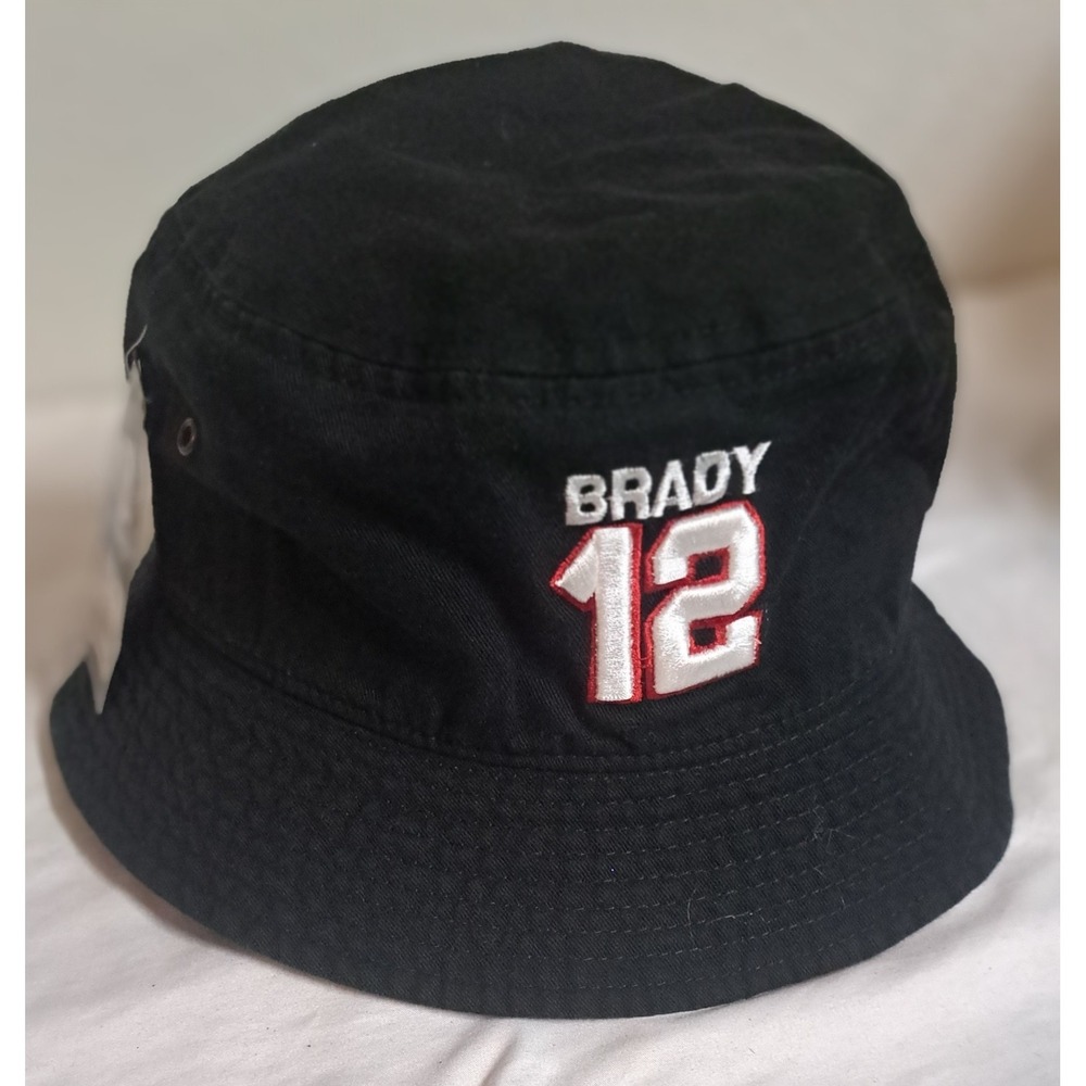 Tom Brady #12 Bucket Hat Black Newhattan L/XL Embroidered NWOT